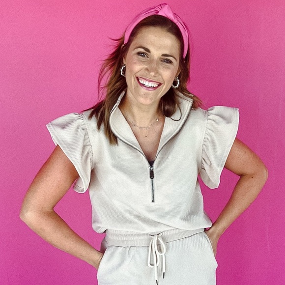 MyEllement Andrea Flutter Sleeve Top - Blush - Picture 1 of 5